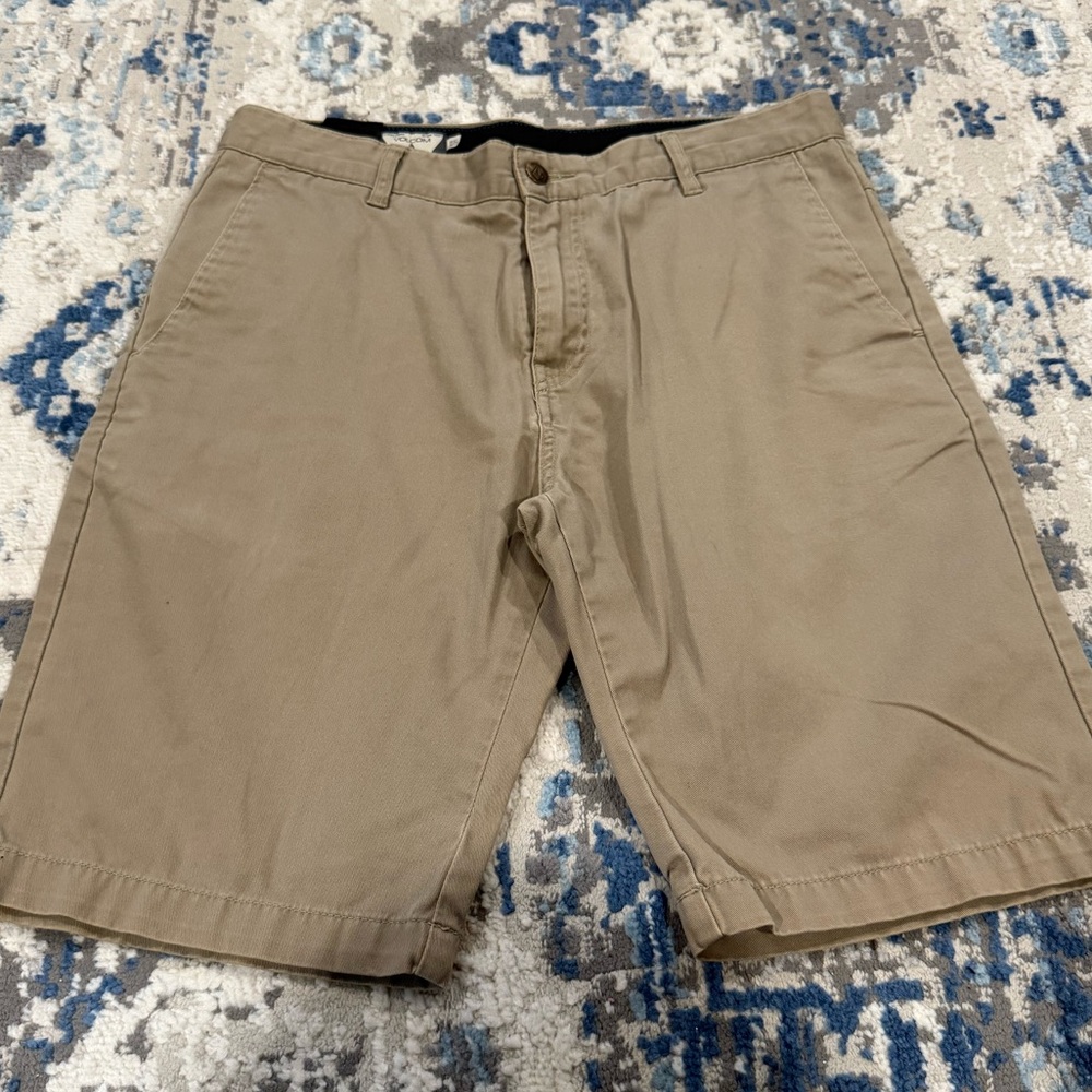 Volcom Men's Khaki Flat Front Shorts